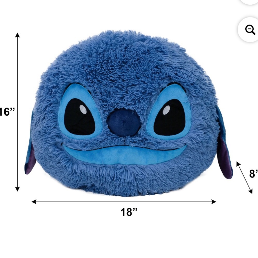 "Stitch" Blue Furry Pillow Featuring Embroidered Face/16 Inch